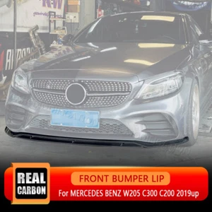 Real Carbon Front Bumper Lip Spoiler for Mercedes W205 C205 A205 C300 C200 2019+ - Imagen 1 de 17