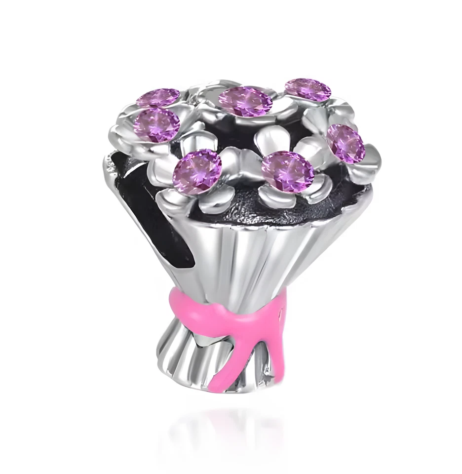 Charm Anhänger für Armband Blumenstrauß Bouquet Silber plattiert Geschenkidee - Bild 1 von 1