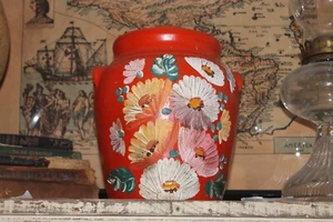 Large Orange / Red Hand Painted Vase - Picture 1 of 4