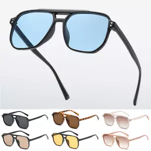 Vintage Retro 70s Sunglasses Women Men Classic Large Square Frame Shades Glasses - Picture 1 of 12