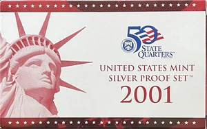 2001-S 10 Münzen Silber Proof Set - mit OGP/COA Graublatt Wert $ 68,00 - Bild 1 von 3