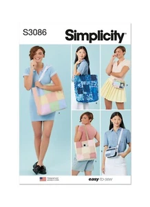 SIMPLICITY 3086 PATCHWORK BAGS Simplicity Sewing Pattern 5 Styles Skill: EASY - Picture 1 of 7