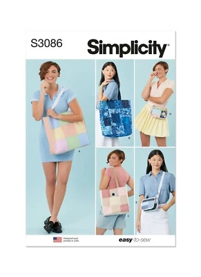 Simplicity 3086 PATCHWORK BAGS Simplicity Sewing Pattern 5 Styles Skill: EASY - Image 1 of 4