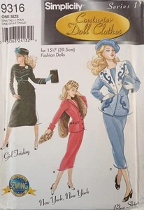 Simplicity 9316 COUTURIER 15,5" vestiti bambola modello moda NON TAGLIATI chic New York - Foto 1 di 8