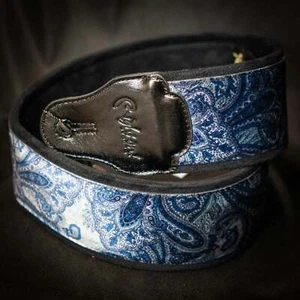 RightOn! Paisley Jazz Velvet Vegan Guitar & Bass Strap - Blue / Red - Picture 1 of 4