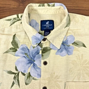 Camisa Caribbean Joe Amarilla Floral Hawaiana 100% Seda Corta Slv Botón Dn XXL - Imagen 1 de 8