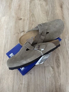 BIRKENSTOCK BOSTON CLOG TAUPE BROWN SUEDE SIZE UK8 EU42 NARROW FIT - Picture 1 of 8