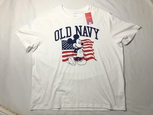 Old Navy Disney T Shirt Mens 2XL White Mickey Mouse American Flag Graphic Tee - Picture 1 of 9