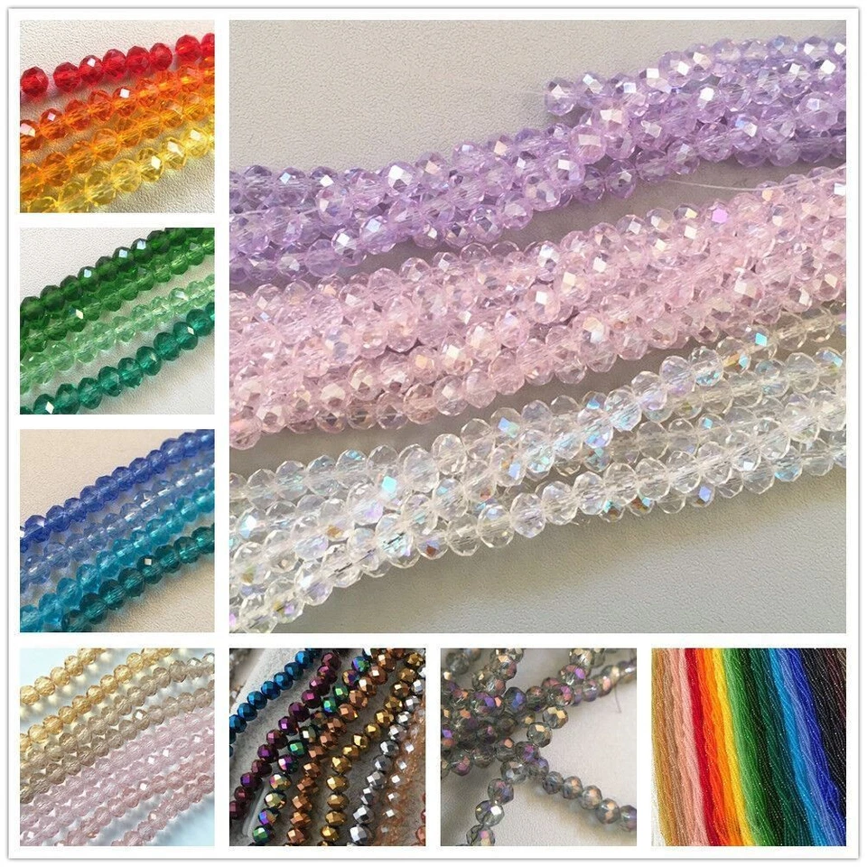 4mm Facettierte Kristall Glasperlen|DIY Schmuck Basteln 400Stk-Set/7,5€;120St/3€ - Bild 1 von 4