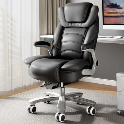 Silla de oficina de cuero grande y alta 400 lb silla de escritorio ejecutiva ergonómica giratoria R Foto 1 de 4
