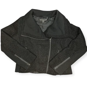 MIAMI Women’s Black Textured Knit Moto Zip Jacket Size Medium - Picture 1 of 5