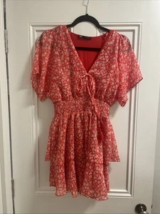 Zara short red floral dress size small - Picture 1 of 3