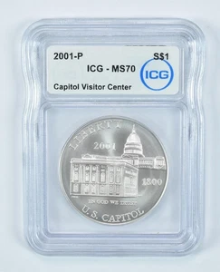 2001-P Capitol Visitor Center Commemorative Silver Dollar MS70 ICG *0612 - Picture 1 of 5