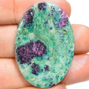 natural RUBY FUCHSITE cabochon loose gemstone 43.30 Cts. (25x37x4 mm) oval shape - Picture 1 of 7