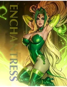 FanArt Waifu Card aceo–Retro Jumbo 8x10" Pin Up Limited Ed. Marvel Enchantress  - Picture 1 of 1