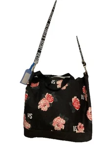 Victoria's Secret Bolso Floral Escapada de Fin de Semana Negro Rosa Lona Logo Dorado - Imagen 1 de 20