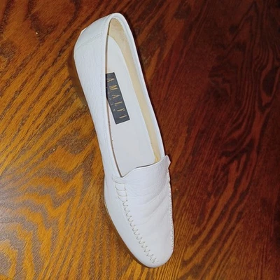 Zapato Italiano Pisos Amalfi Blanco Cuero Zapatos Mocasines Talla 11B Impecable Foto 1 de 4