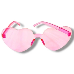 Pink Heart Sunglasses Women Rimless Candy Transparent Heart Shaped Lightweight - Picture 1 of 8