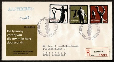 SG05A NETHERLANDS 1965 Registered FDC resistance fighters  NVPH E60 - Image 1 of 2