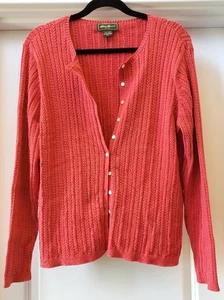 Eddie Bauer - Strickjacke mit Knopfleiste lachsfarben Vintage Pullover XL - leicht gebraucht - Bild 1 von 5