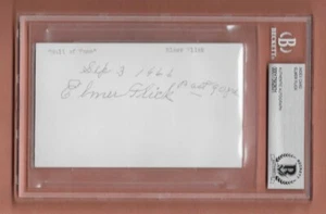 SIGNED INDEX CARD 3X5 ELMER FLICK PHILLIES A'S BRONCHOS NAPS BECKETT CERTIFIED - Picture 1 of 1
