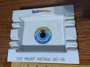 USS Mount Katmai AE-16 Ship 1968 1969 Westpac Porcelain Ashtray Fukagawa Arita - Picture 1 of 4