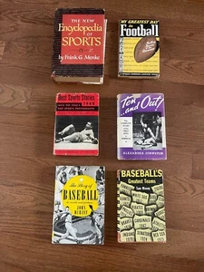 Lot Of Six (6) 1940s Vintage Sports Books - Baseball - Football - Boxing HC / DJ - Picture 1 of 3