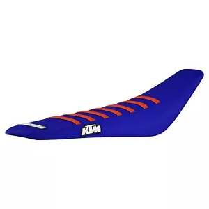2019-2022 KTM SX-SXF 125 250 350 450 SEAT COVER ALL BLUE ORANGE RIBS #173 LOGO - Foto 1 di 5