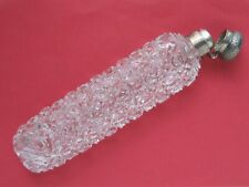 Large Sterling Silver & Crystal Cut Glass Perfume Cologne Bottle Flask