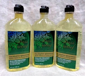 Lot/3 Bath & Body Works STRESS RELIEF Eucalyptus Spearmint Body Wash & Foam Bath - Picture 1 of 8