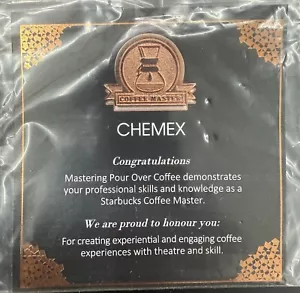 Prendedor de solapa delantal maestro café método CHEMEX Starbucks sellado nuevo - Imagen 1 de 2