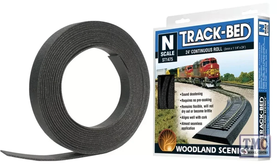 Woodland Scenics St1475 N Gauge Track Bed 24 Roll 3mm X 1 1/4 X24