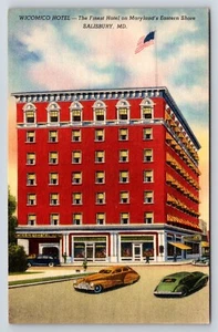 AK Wicomico Hotel, Salisbury, Maryland, alte Autos, Straßenansicht, außen - Bild 1 von 2