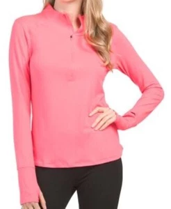NWT Ladies UNDER ARMOUR Neon Coral Long Sleeve Mock Shirt S L & XL - Picture 1 of 1