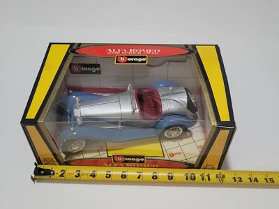 Coche diecast Bburago Alfa Romeo 2300 Spider (1932) escala 1:18 plateado azul Italia Foto 1 de 4