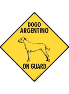 Warning! Dogo Argentino On Guard - Beware Dog Aluminum Dog Sign or Vinyl Sticker - Picture 1 of 5