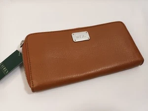 New with Tag Ralph Lauren Brown Leather Stockbridge Tum Zip Around Wallet - Picture 1 of 8