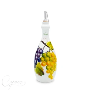 BASSANO KERAMIK HANDBEMALTE ESSIG FLASCHE 25 CM 0,7 L TRAUBEN MOTIV AUS ITALIEN - Picture 1 of 3