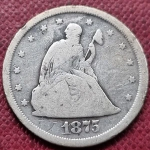 1875 S Twenty Cent Piece 20c Circulated VG #82002 - Picture 1 of 2