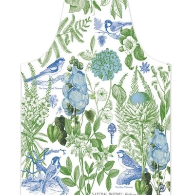 Avental de algodão e linho Michel Design Works Chef padrão azul verde branco - Imagem 1 de 3