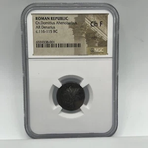 Roman Republic Cn. Domitius Ahenobarbus AR Denarius c 116-115 BC Ch F - Picture 1 of 4