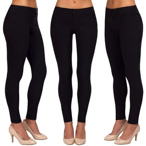 Damen Damen Schwarz Mädchen Schulhose Skinny Stretch Büro Arbeitshose 6-18 - Bild 1 von 13
