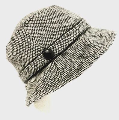 Nine Co. Nine West Womens Bucket Hat Black White Lined Viscose Wool Blend - Image 1 of 4