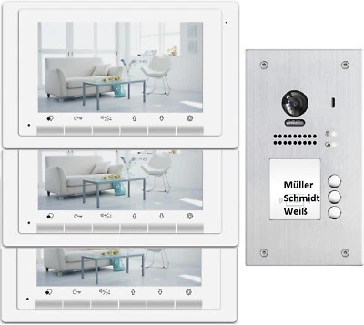 Dreifamilien Videotürsprechanlage Sprechanlage 3Familienhaus 2Drahtbus - Bild 1 von 4