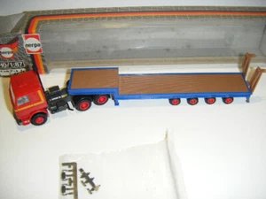 Herpa Scania 142E V8 3/4 Tieflader Schwertransport rot/blau - Bild 1 von 7