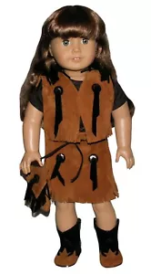 Brown Western Cowgirl Vest Skirt Purse & Boots fit American Girl Size Doll - Picture 1 of 4