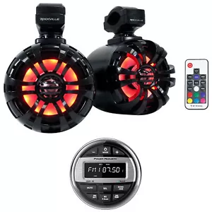 Power Acoustik MMR-4B ATV/UTV Receiver Bluetooth/USB+2) 5.25" LED Tower Speakers - Picture 1 of 12
