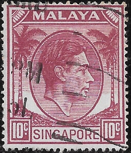 1949 SINGAPORE  MALAYA George VI SC#9a  used VF  MASHINE   CD - Image 1 of 1