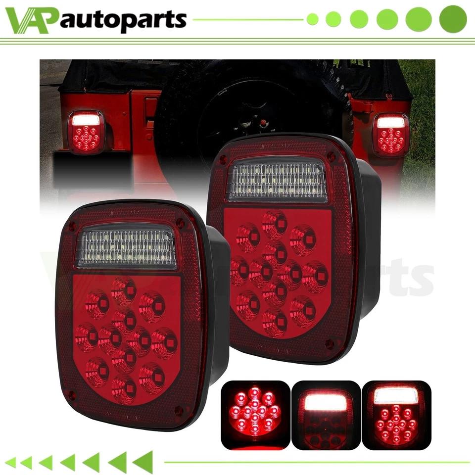 2X Luces traseras LED Luces de freno traseras Tope de giro Inverso para Jeep Wrangler TJ CJ JK Foto 1 de 4