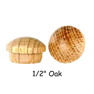 Qty 12 - Oak 1/2" Wooden Screw Hole Covers or Plugs - Mushroom Buttons - Picture 1 of 4